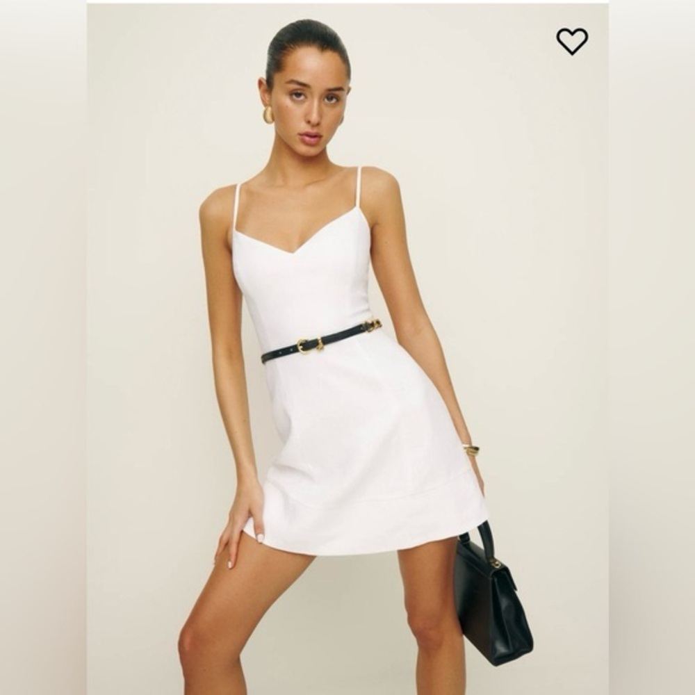Reformation Holt Linen Spaghetti Strap Dress